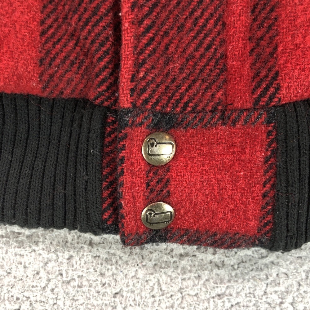 VTG Woolridge Jacket Adult Extra Large Red Black Plaid Sherpa Lined Bomber‎ USA - Picture 6 of 14